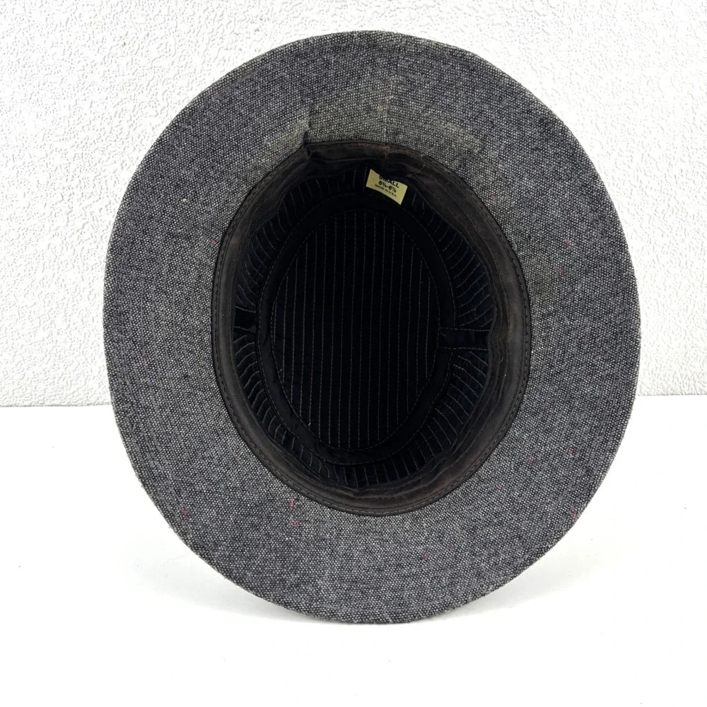 Vintage ACTWU Fedora Hat Mens Small Gray Tweed Union Made Feather Trim Excellent